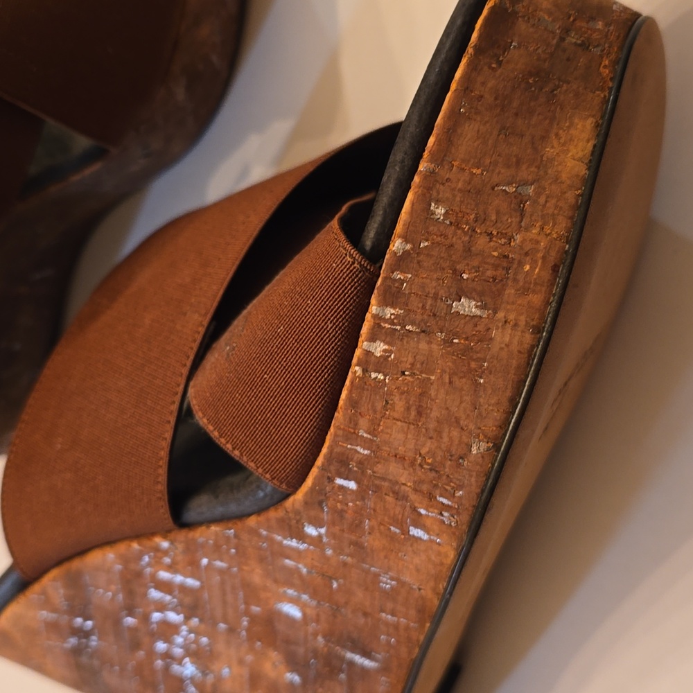 NWOT DONALD PLINER Platforms With Rust Brown Upper And Cork Heel.Sz9 $60 - Picture 5 of 7
